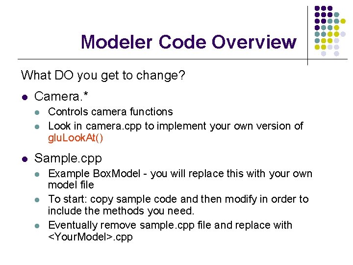 Modeler Help Session CSE 457 Fall 2005 Modeler