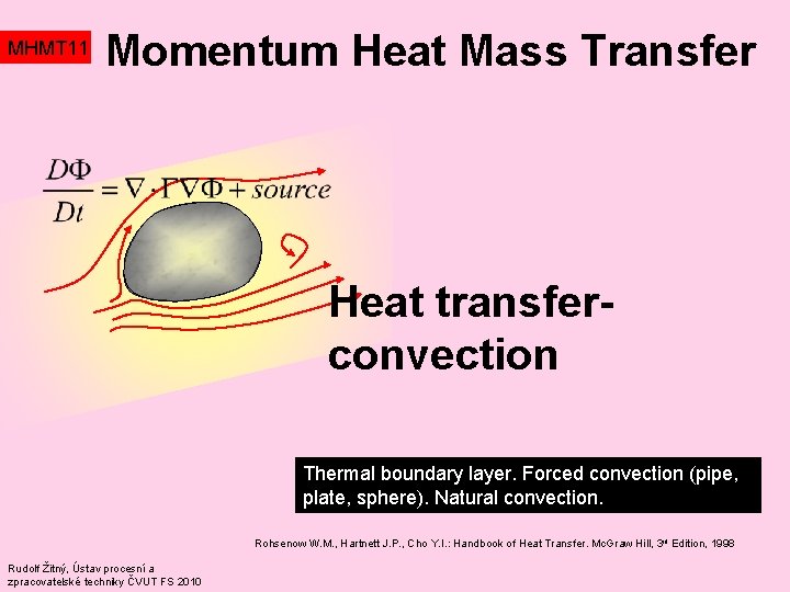 MHMT 11 Momentum Heat Mass Transfer Heat transferconvection Thermal boundary layer. Forced convection (pipe, MHMT 11 Momentum Heat Mass Transfer Heat transferconvection Thermal boundary layer. Forced convection (pipe,