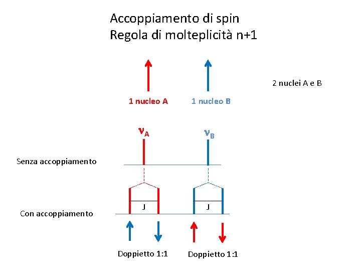 Accoppiamento di spin Regola di molteplicità n+1 2 nuclei A e B 1 nucleo