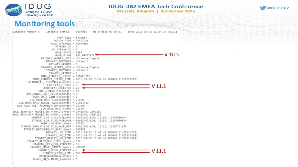 Monitoring tools V 10. 5 V 11. 1 
