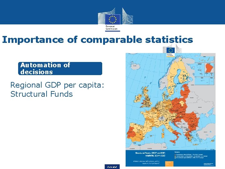 Importance of comparable statistics Automation of decisions Regional GDP per capita: Structural Funds Eurostat