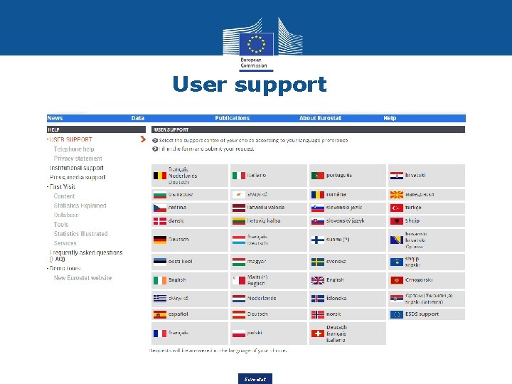 User support Eurostat 