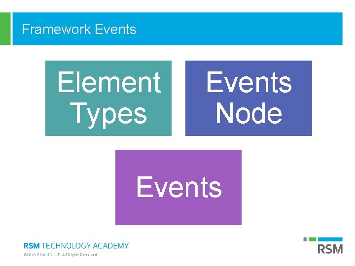 Framework Events Element Types Events Node Events © 2016 RSM US LLP. All Rights