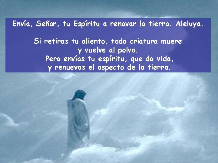 Envía, Señor, tu Espíritu a renovar la tierra. Aleluya. Si retiras tu aliento, toda