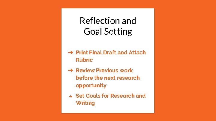 Reflection and Goal Setting ➔ Print Final Draft and Attach Rubric ➔ Review Previous