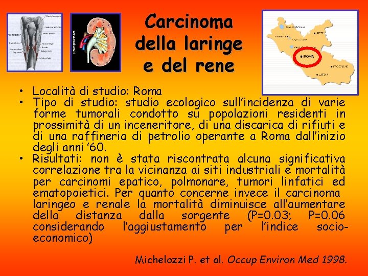 Carcinoma della laringe e del rene • Località di studio: Roma • Tipo di