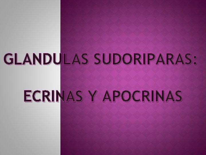 GLANDULAS SUDORIPARAS: ECRINAS Y APOCRINAS 