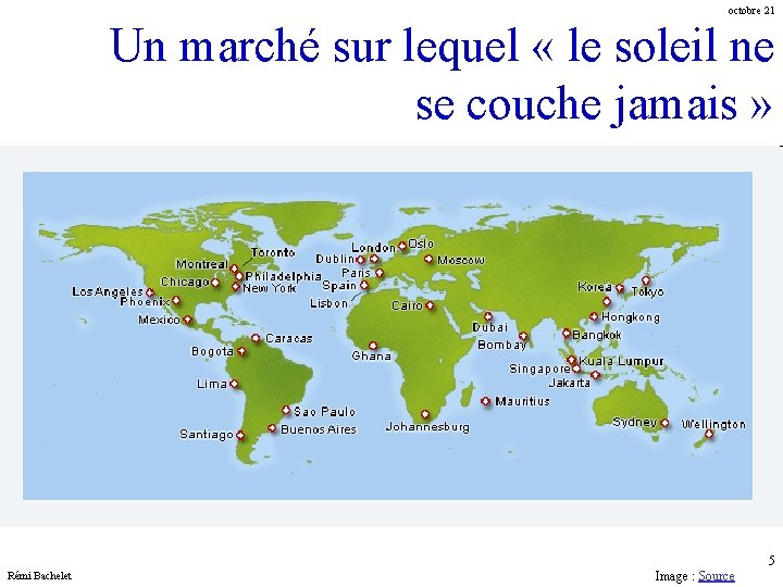 octobre 21 Un marché sur lequel « le soleil ne se couche jamais »