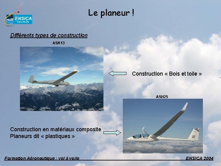 Le planeur ! Différents types de construction ASK 13 Construction « Bois et toile