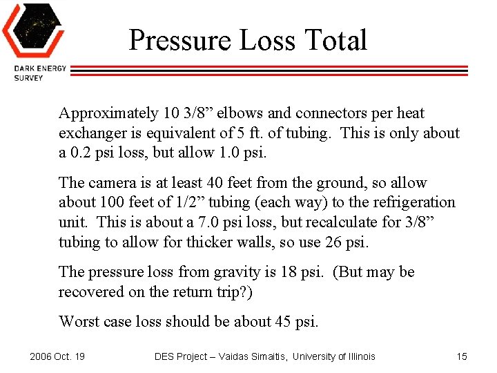 Pressure Loss Total Approximately 10 3/8” elbows and connectors per heat exchanger is equivalent