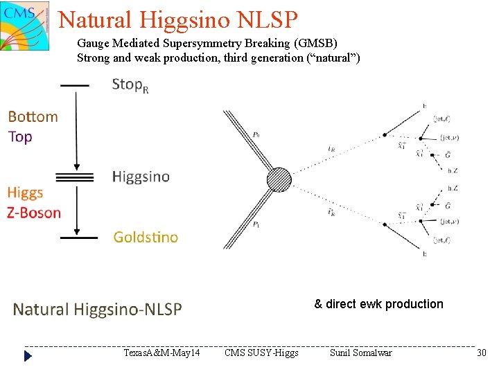 Natural Higgsino NLSP Gauge Mediated Supersymmetry Breaking (GMSB) Strong and weak production, third generation