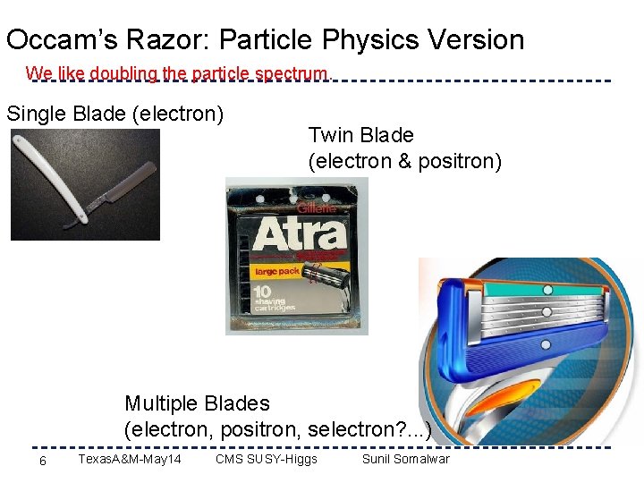 Occam’s Razor: Particle Physics Version We like doubling the particle spectrum. Single Blade (electron)