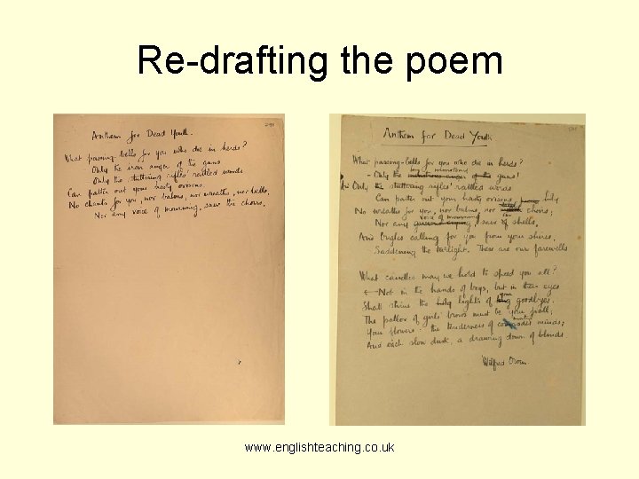 Re-drafting the poem www. englishteaching. co. uk 