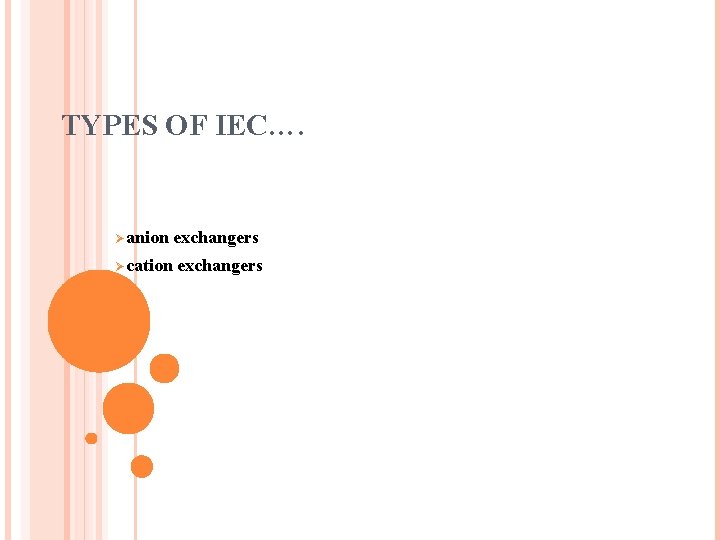 TYPES OF IEC…. Øanion Øcation exchangers 