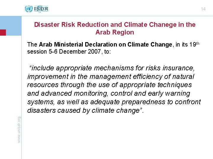 14 Disaster Risk Reduction and Climate Chanege in the Arab Region The Arab Ministerial