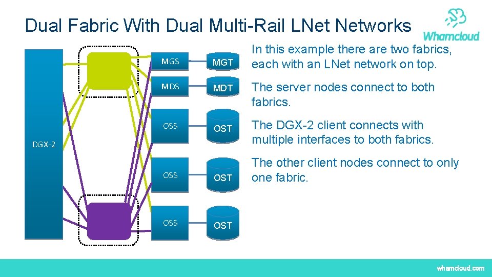 Dual Fabric With Dual Multi-Rail LNet Networks MGS MGT MDS MDT OSS OST DGX-2