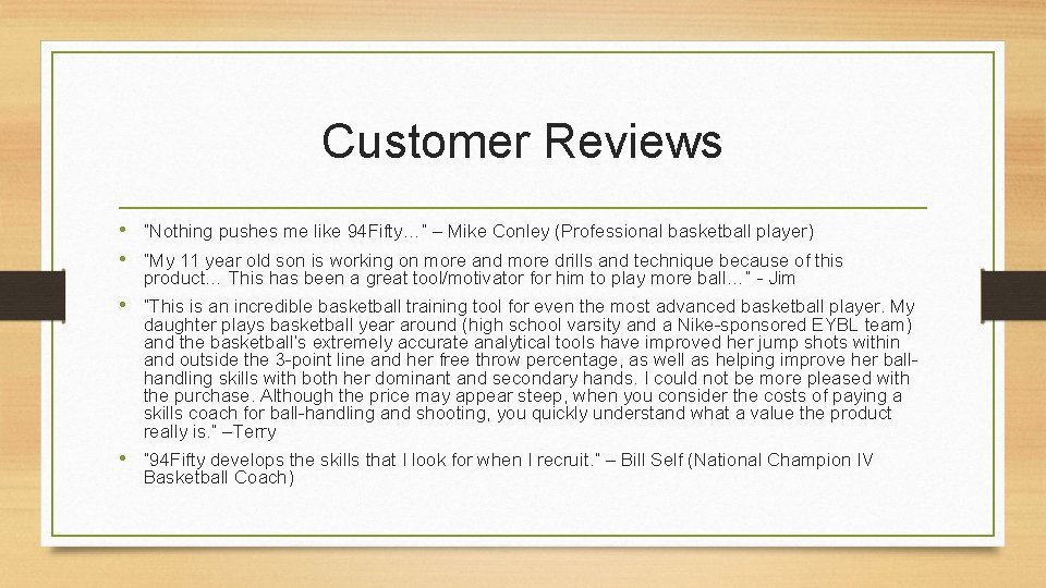 Customer Reviews • “Nothing pushes me like 94 Fifty…” – Mike Conley (Professional basketball