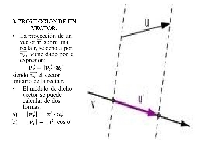 8. PROYECCIÓN DE UN VECTOR. 