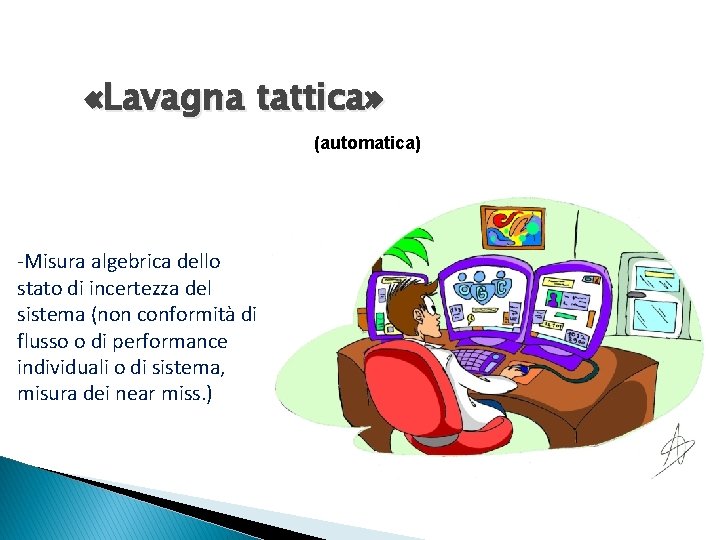 «Lavagna tattica» (automatica) -Misura algebrica dello stato di incertezza del sistema (non conformità «Lavagna tattica» (automatica) -Misura algebrica dello stato di incertezza del sistema (non conformità