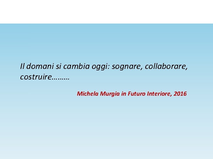 Il domani si cambia oggi: sognare, collaborare, costruire……… Michela Murgia in Futuro Interiore, 2016