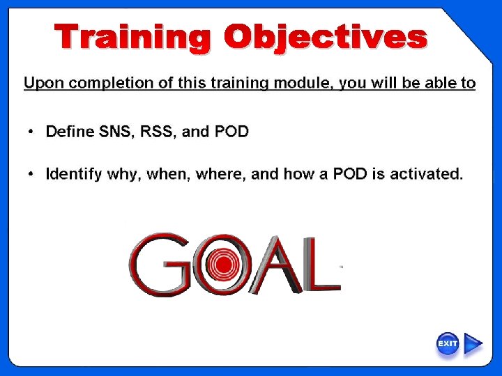 OVERVIEW – Training Objectives 