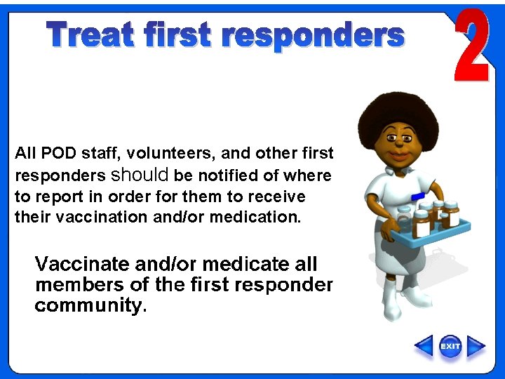 OVERVIEW - Step 2: Treat first responders. All POD staff, volunteers, and other first