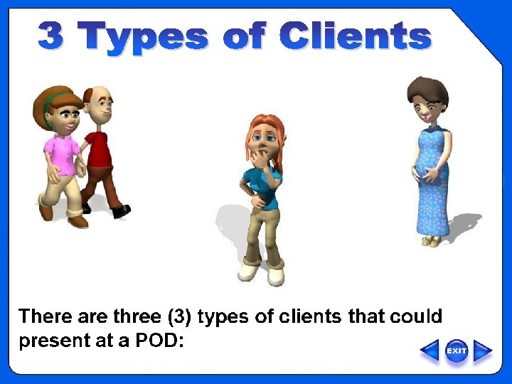 OVERVIEW – 3 types of clients at a POD 
