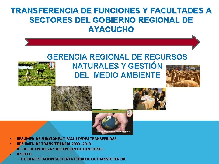 TRANSFERENCIA DE FUNCIONES Y FACULTADES A SECTORES DEL GOBIERNO REGIONAL DE AYACUCHO GERENCIA REGIONAL