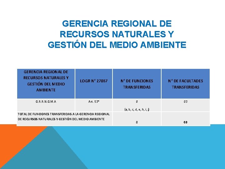 GERENCIA REGIONAL DE RECURSOS NATURALES Y GESTIÓN DEL MEDIO AMBIENTE LOGR N° 27867 N°