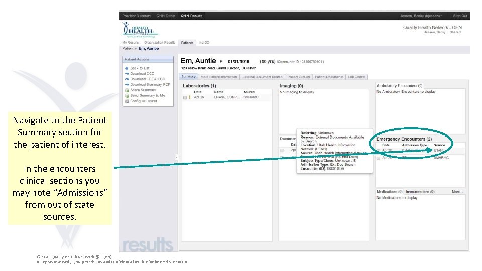 Navigate to the Patient Summary section for the patient of interest. In the encounters