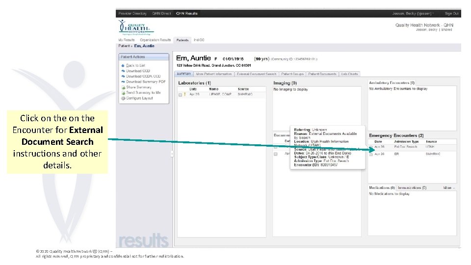 Click on the Encounter for External Document Search instructions and other details. © 2020