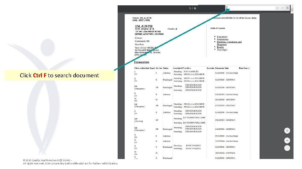 Click Ctrl F to search document © 2020 Quality Health Network Ⓡ (QHN) –