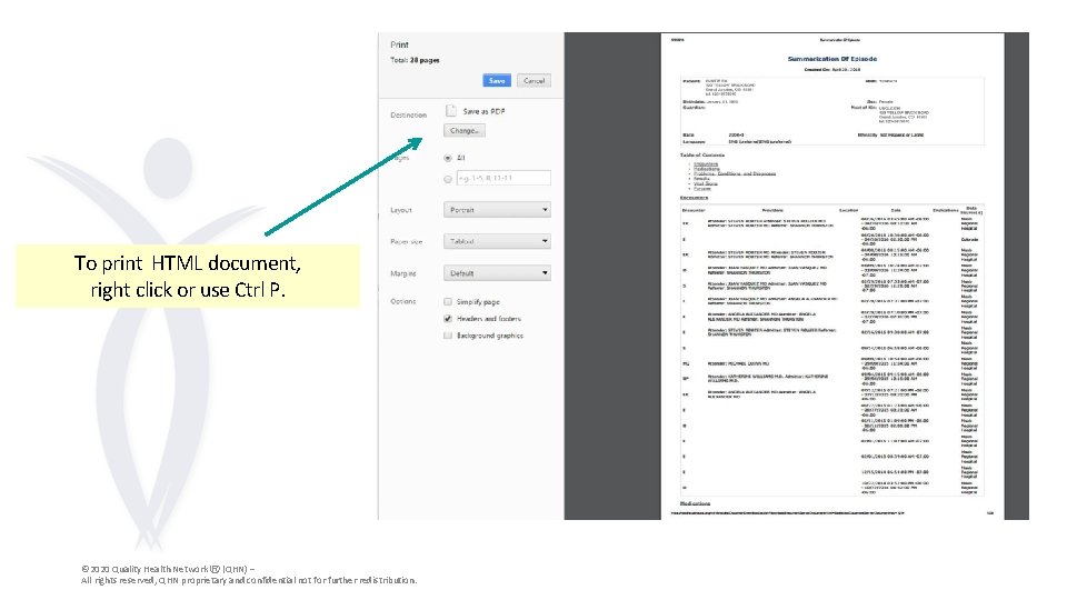 To print HTML document, right click or use Ctrl P. © 2020 Quality Health