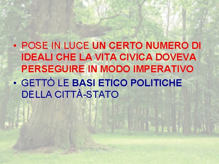  • POSE IN LUCE UN CERTO NUMERO DI IDEALI CHE LA VITA CIVICA