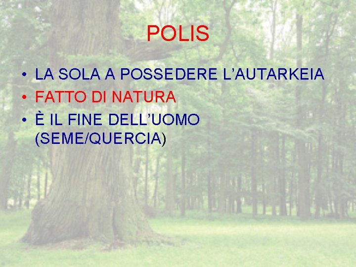 POLIS • LA SOLA A POSSEDERE L’AUTARKEIA • FATTO DI NATURA • È IL