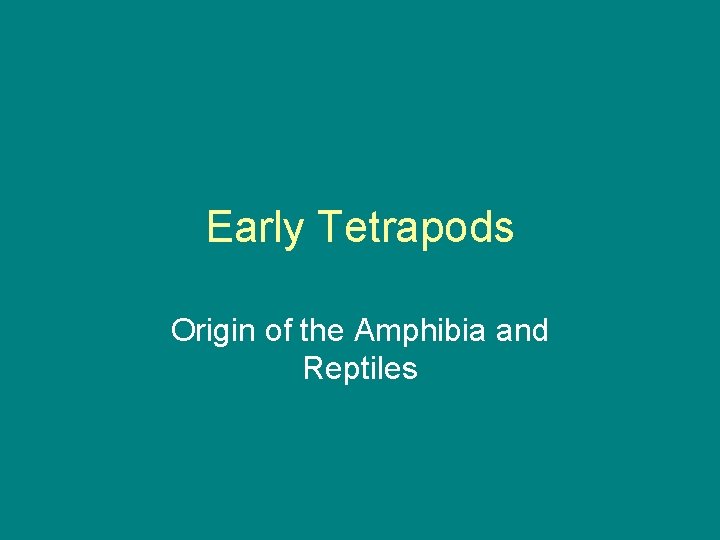 Early Tetrapods Origin of the Amphibia and Reptiles 