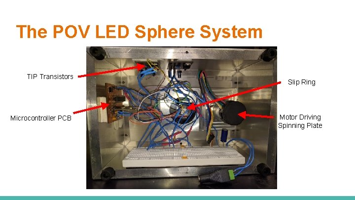 The POV LED Sphere System TIP Transistors Microcontroller PCB Slip Ring Motor Driving Spinning
