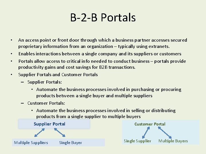 B-2 -B Portals • • An access point or front door through which a