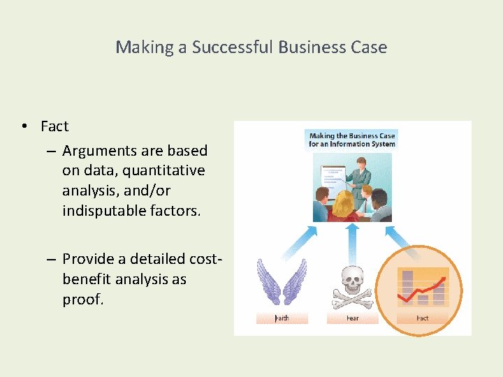 Making a Successful Business Case • Fact – Arguments are based on data, quantitative