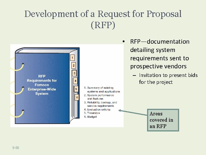 Development of a Request for Proposal (RFP) • RFP—documentation detailing system requirements sent to