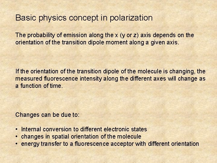 Basic physics concept in polarization The probability of emission along the x (y or