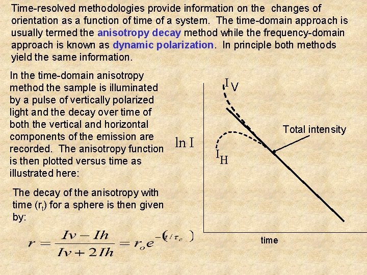 Time-resolved methodologies provide information on the changes of orientation as a function of time