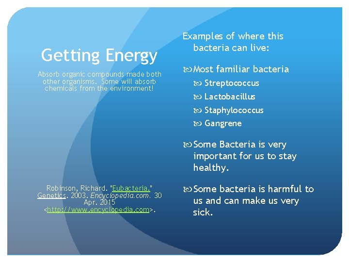 Getting Energy Absorb organic compounds made both other organisms. Some will absorb chemicals from