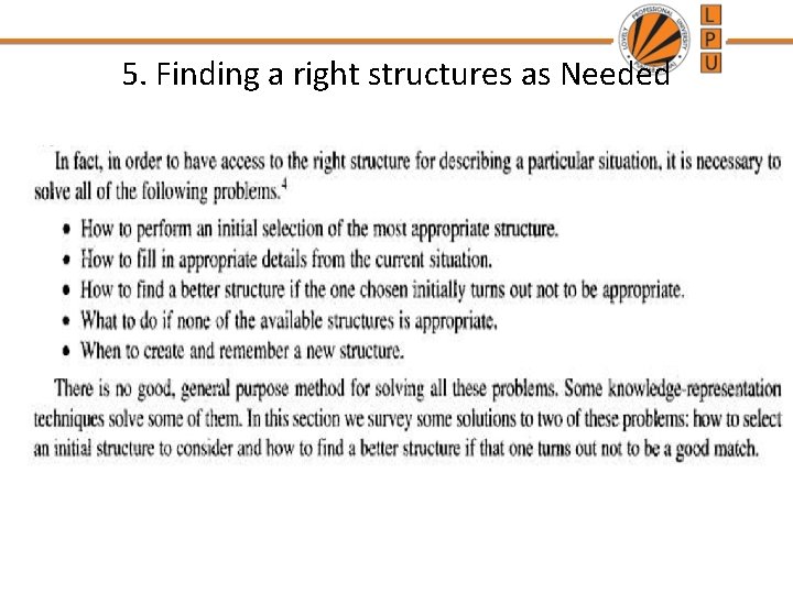 5. Finding a right structures as Needed 