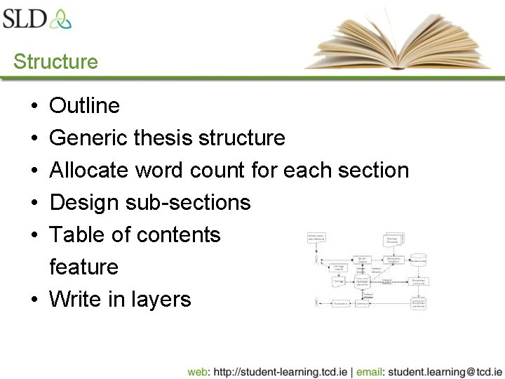 Structure • • • Outline Generic thesis structure Allocate word count for each section