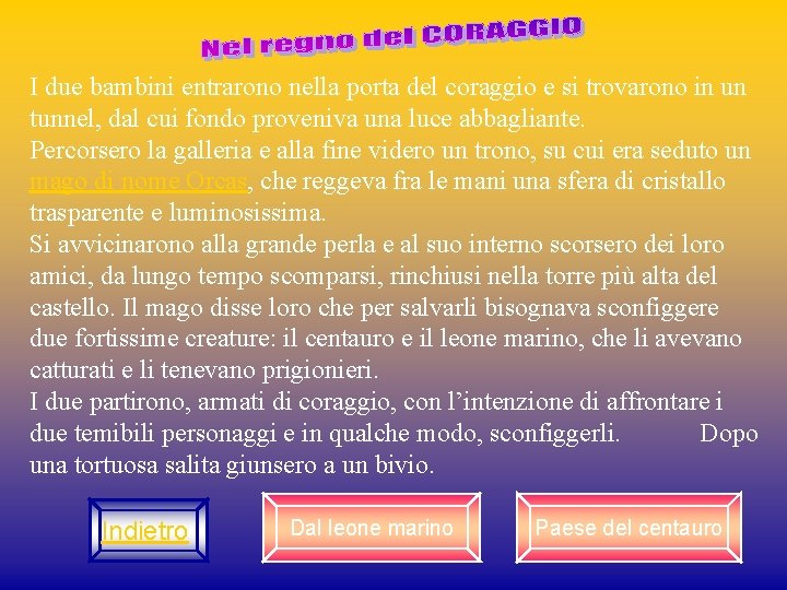 I due bambini entrarono nella porta del coraggio e si trovarono in un tunnel,