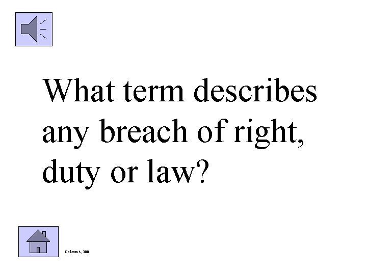 What term describes any breach of right, duty or law? Column 4, 300 
