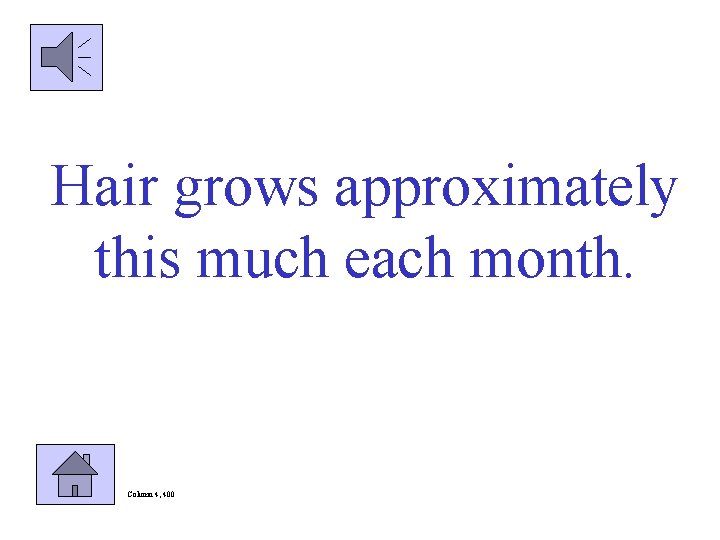 Hair grows approximately this much each month. Column 4, 400 