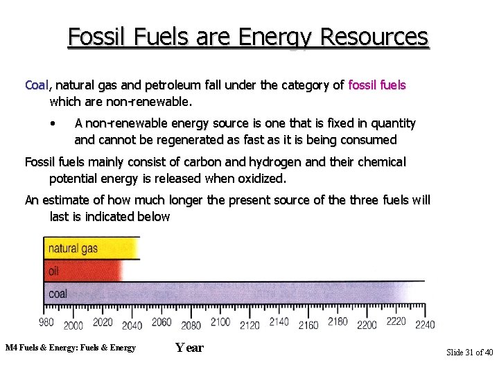 Fossil Fuels are Energy Resources Coal, natural gas and petroleum fall under the category