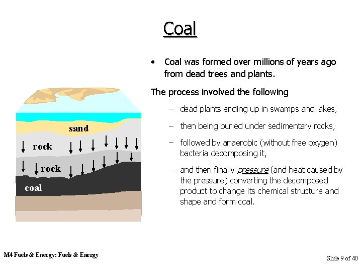Coal • Coal was formed over millions of years ago from dead trees and